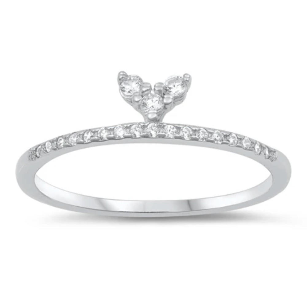 Sterling Silver CZ Ring – Whale Tail (Size 8)